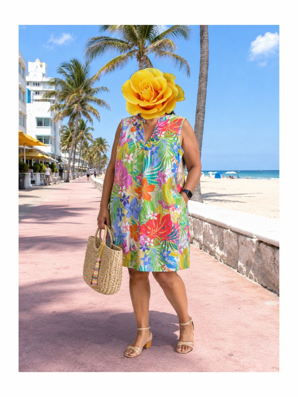 Caribbean Joe Tropical Floral Women's Swim Dress